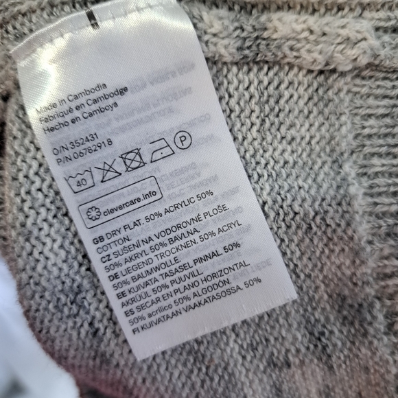 H&M Basics Grey Cable Knit Long Sleeve V-Neck Sweatshirt Pullover Size Small - Picture 5 of 8